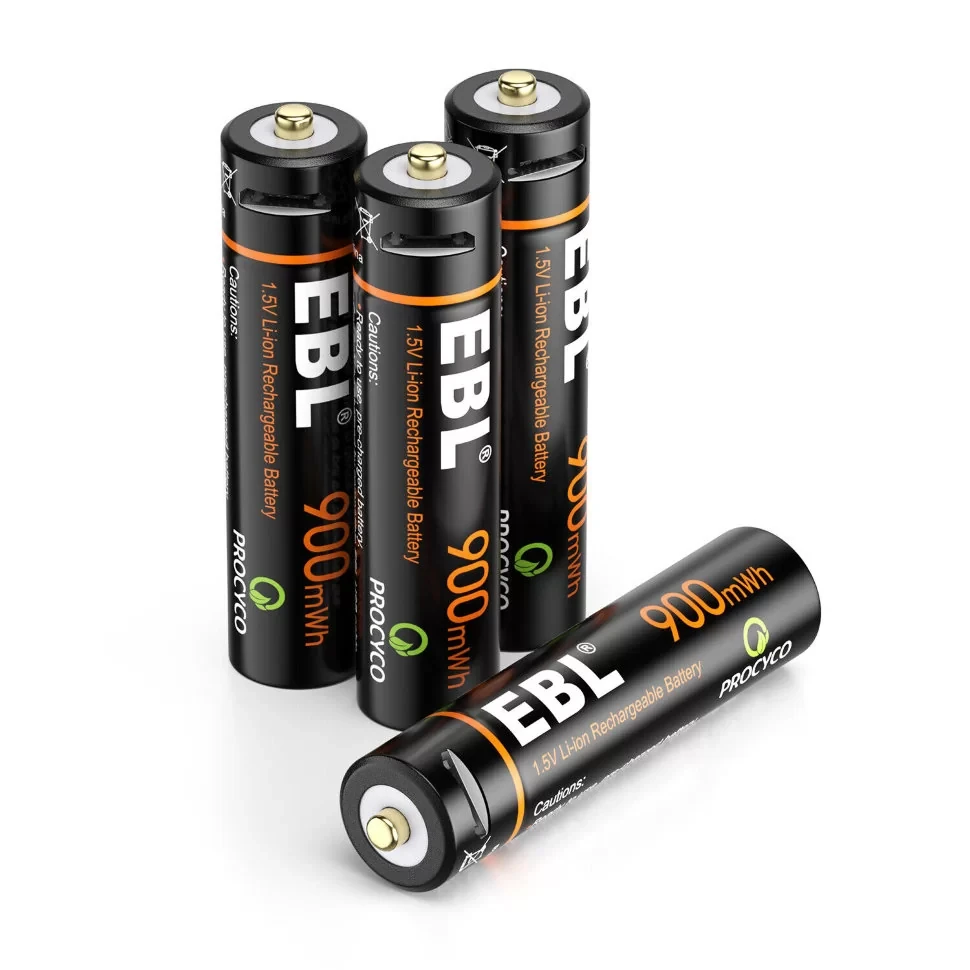 Комплект аккумуляторных батарей EBL USB Rechargeable AAA 1.5V 900mwh (4шт + зарядный кабель) - фото 3 - id-p226741466