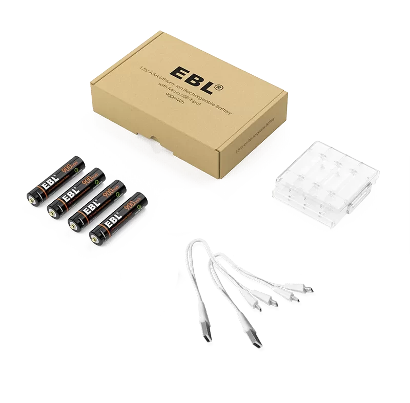 Комплект аккумуляторных батарей EBL USB Rechargeable AAA 1.5V 900mwh (4шт + зарядный кабель) - фото 7 - id-p226741466