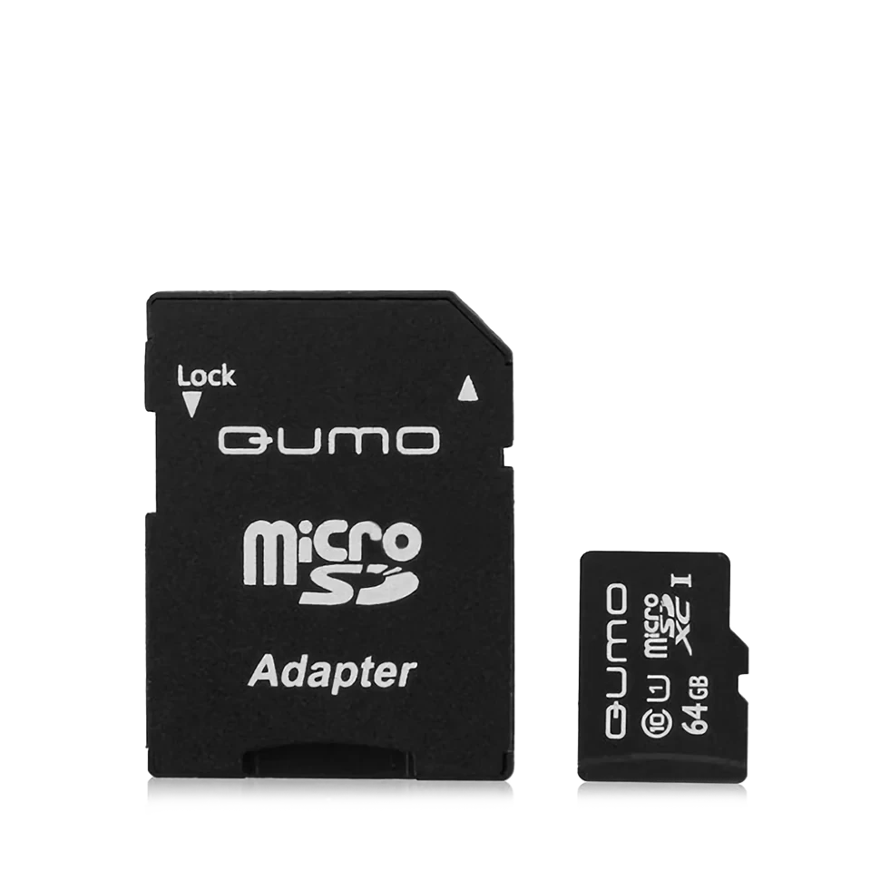 Карта памяти Qumo MicroSDXC 64 Гб UHS-I Class 1 (U1), Class 10 - фото 1 - id-p226761506