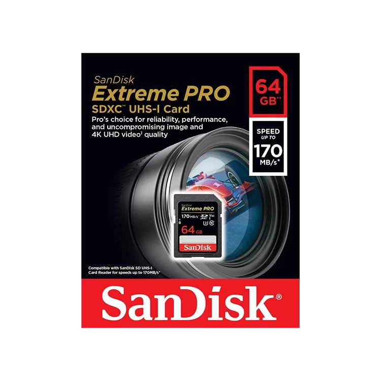 Карта памяти Sandisk Extreme Pro SDXC Card 64GB V30 UHS-I U3 - фото 4 - id-p226761513