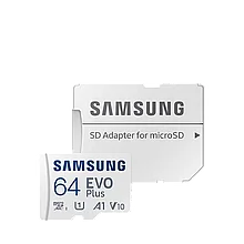 Карта памяти Samsung EVO Plus MicroSDXC 64 Гб A1, V10, UHS-I Class 1 (U1)