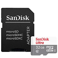 Карта памяти SanDisk Ultra microSDHC 32Gb UHS-I U1 Class10 + SD Adapter 2