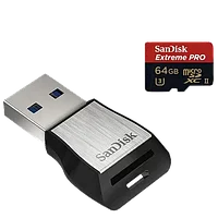 Карта памяти SanDisk Extreme microSDXC 64Gb UHS-II U3 + USB3.0 CR