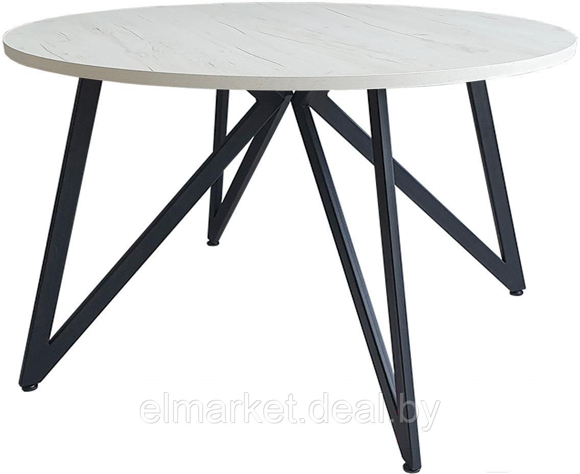Обеденный стол Millwood Женева Л18 D90 дуб белый Craft/металл черный - фото 1 - id-p226840016