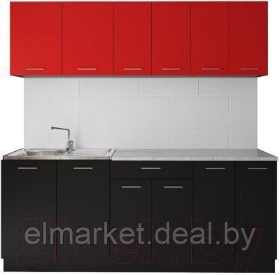 Готовая кухня Артём-Мебель Лана без стекла ДСП 2.0м красный/черный - фото 1 - id-p226839630