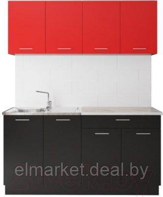 Готовая кухня Артём-Мебель Лана без стекла ДСП 1.4м красный/черный - фото 1 - id-p226841433