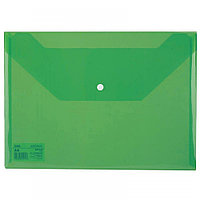 Папка-конверт на кнопке Deli, А4, 120 мкм, зеленая