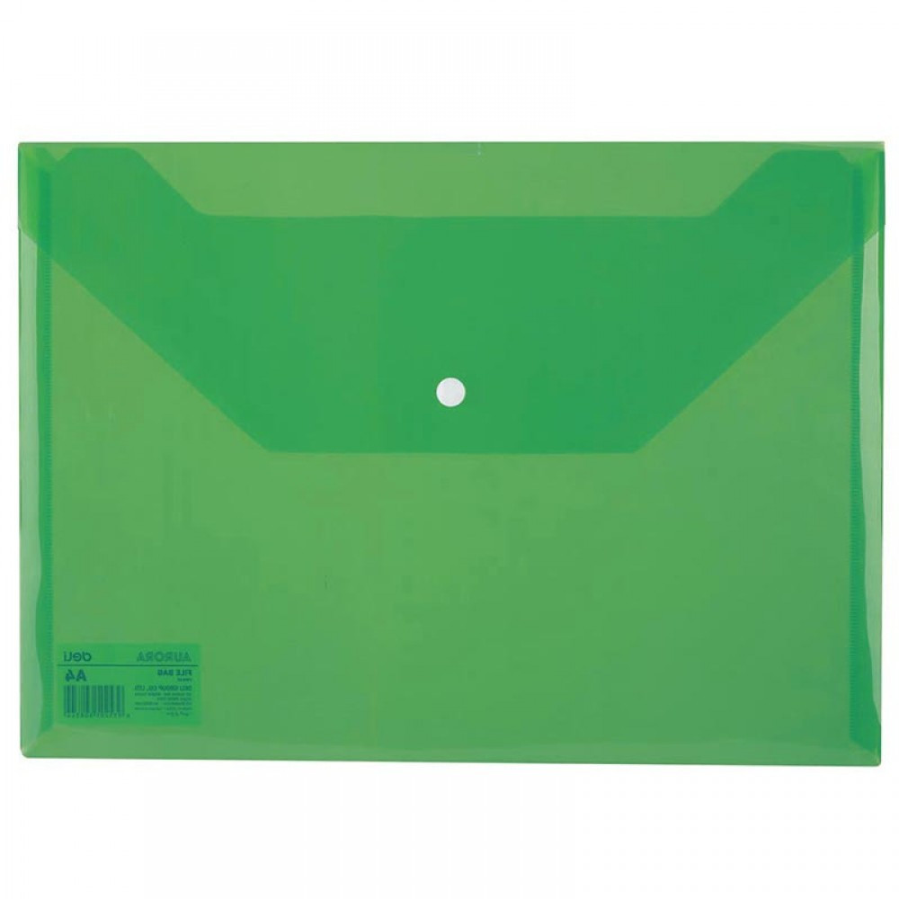Папка-конверт на кнопке Deli, А4, 120 мкм, зеленая - фото 1 - id-p226841955