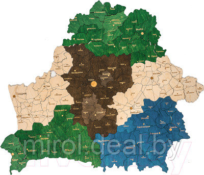 Пазл Woodary Карта Республики Беларусь / 3261 - фото 1 - id-p226845427