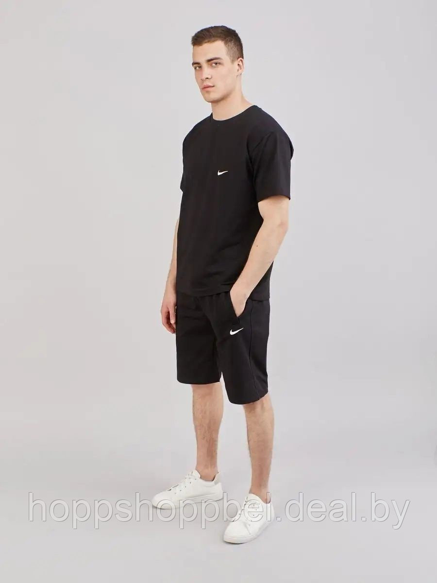 Комплект(шорты + футболка) чёрный Nike / летний спортивный костюм OVERSIZE - фото 3 - id-p208114159