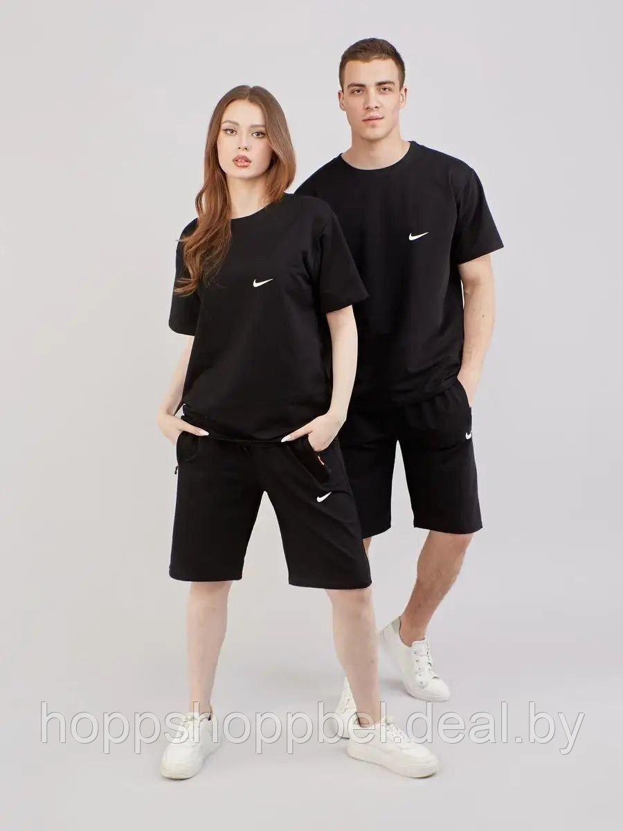 Комплект(шорты + футболка) чёрный Nike / летний спортивный костюм OVERSIZE - фото 1 - id-p208114159