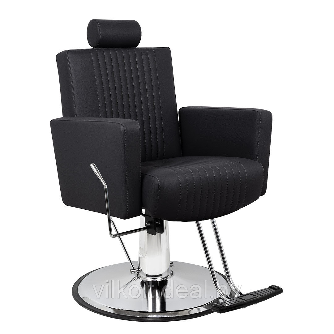 Толедо Эко (декор линиями) мужское барбер-кресло, черное. На заказ - фото 1 - id-p226839262