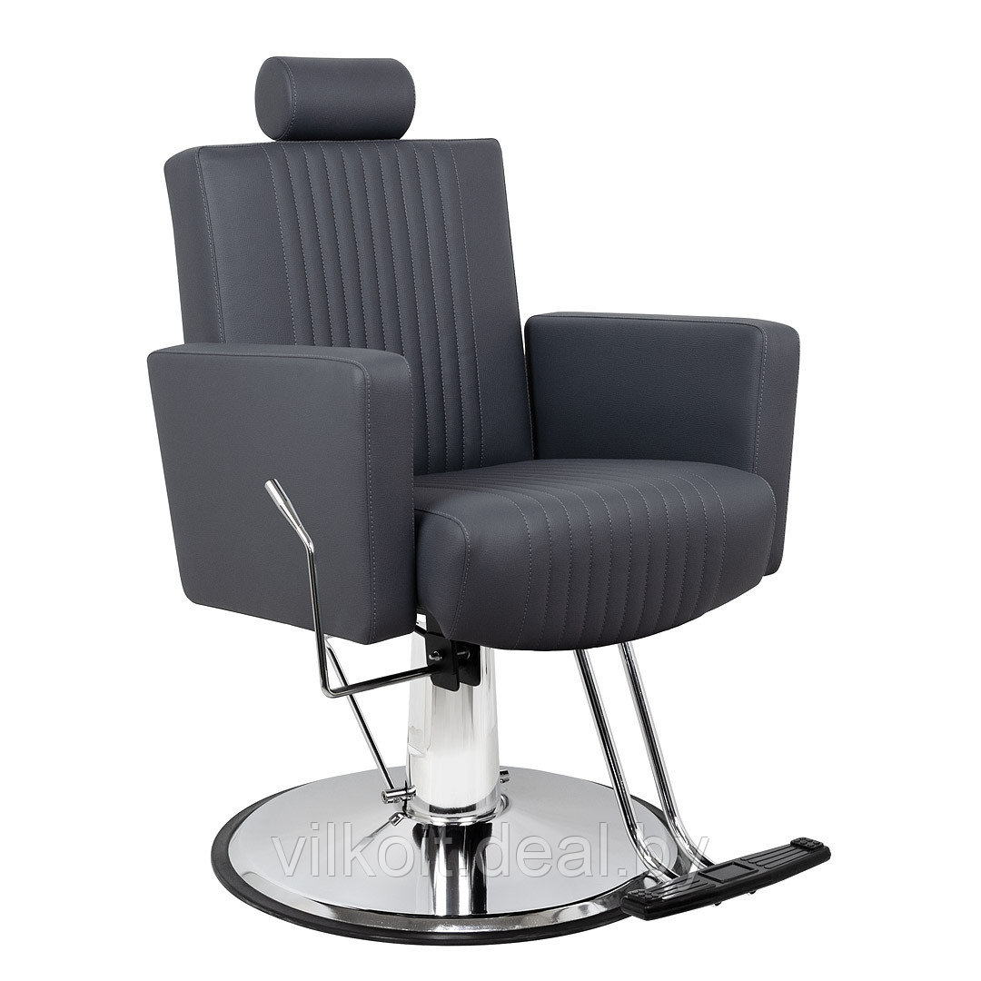 Кресло в барбершоп Толедо Эко (декор линиями), темно-серое. На заказ - фото 1 - id-p226848054