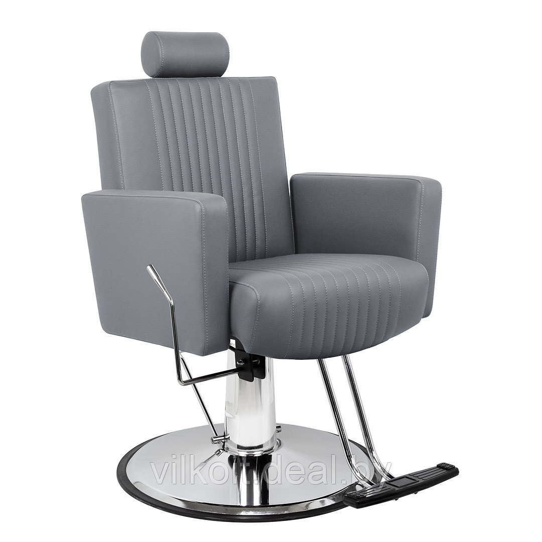 Кресло для барбершопа Толедо Эко (декор линиями), серый. На заказ - фото 1 - id-p226848055