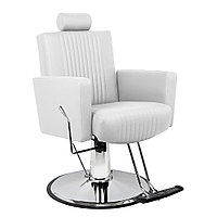 Парикмахерское кресло для стрижки и бритья Толедо Эко (декор линиями), белое. На заказ