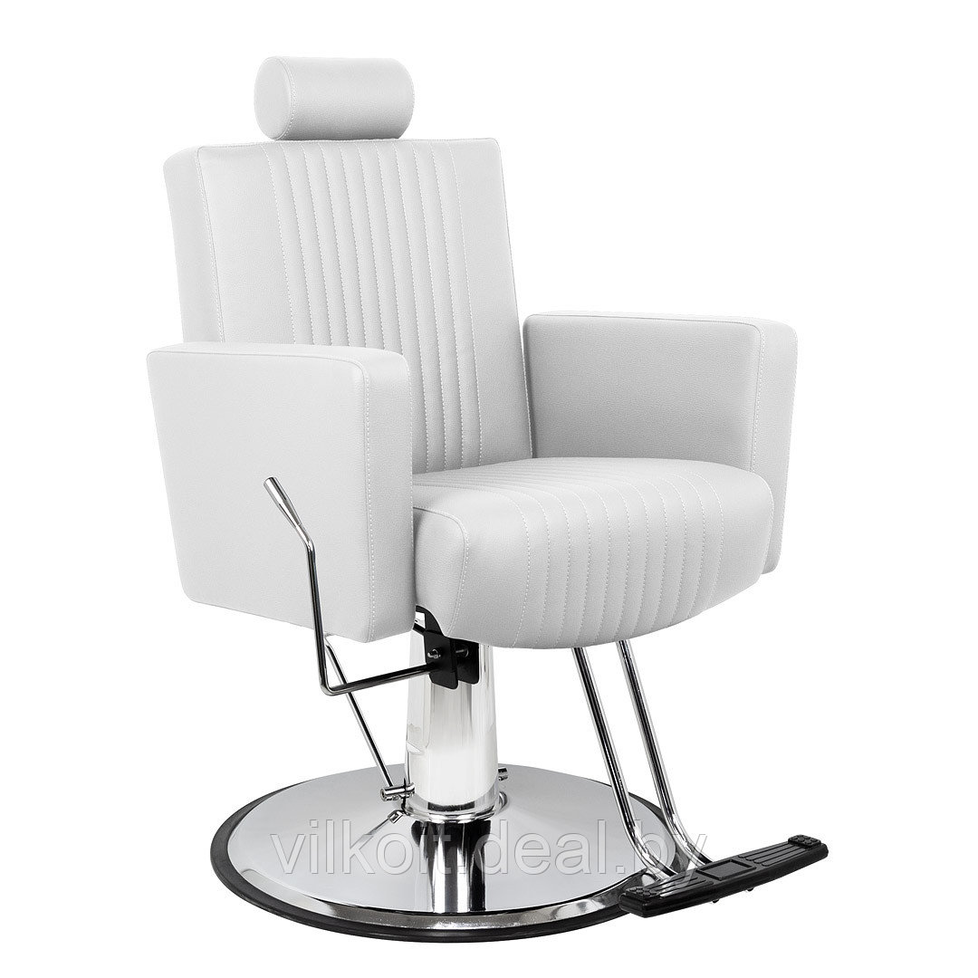 Парикмахерское кресло для стрижки и бритья Толедо Эко (декор линиями), белое. На заказ - фото 1 - id-p226848058