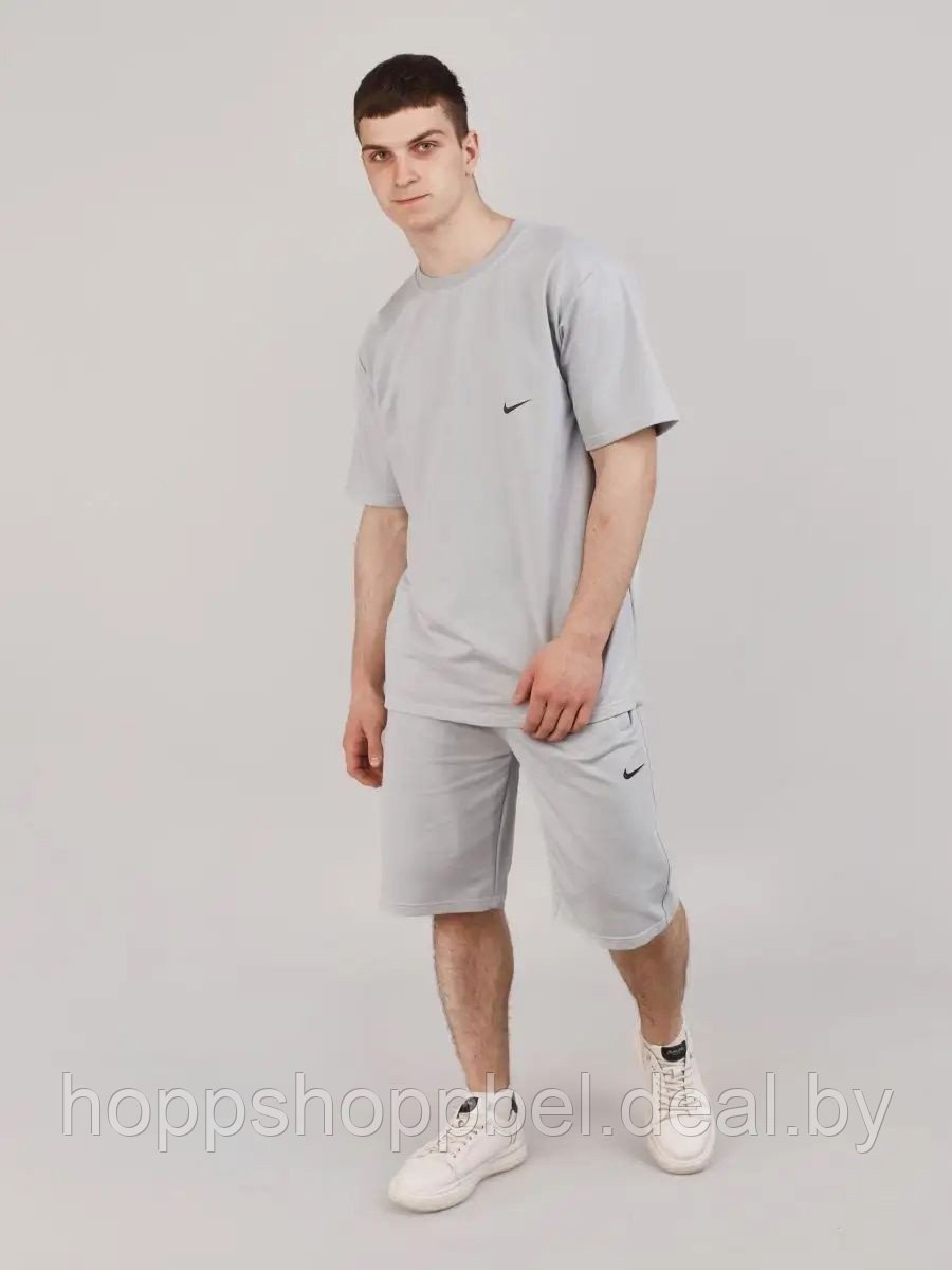 Комплект(шорты + футболка) серый Nike / летний спортивный костюм OVERSIZE - фото 2 - id-p208114116