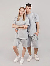 Комплект(шорты + футболка) серый Nike / летний спортивный костюм OVERSIZE