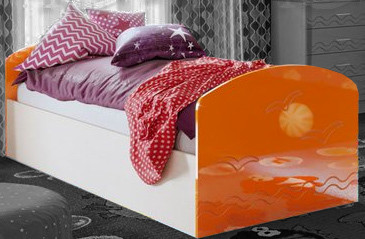 Кровать Юниор-2 (Оранжевый металлик / Дуб беленый) МИФ - фото 2 - id-p226849047