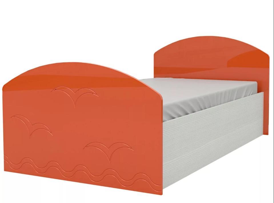 Кровать Юниор-2 (Оранжевый металлик / Дуб беленый) МИФ - фото 1 - id-p226849047