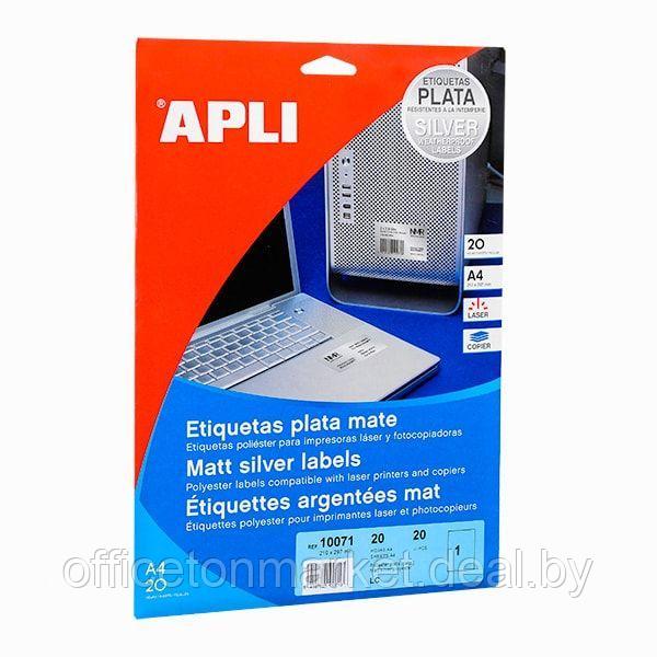 Влагоустойчивые серебрянные этикетки для лазерного принтера "Apli", 63.5x59.6 мм, 20 листов, серебристый - фото 1 - id-p223000097