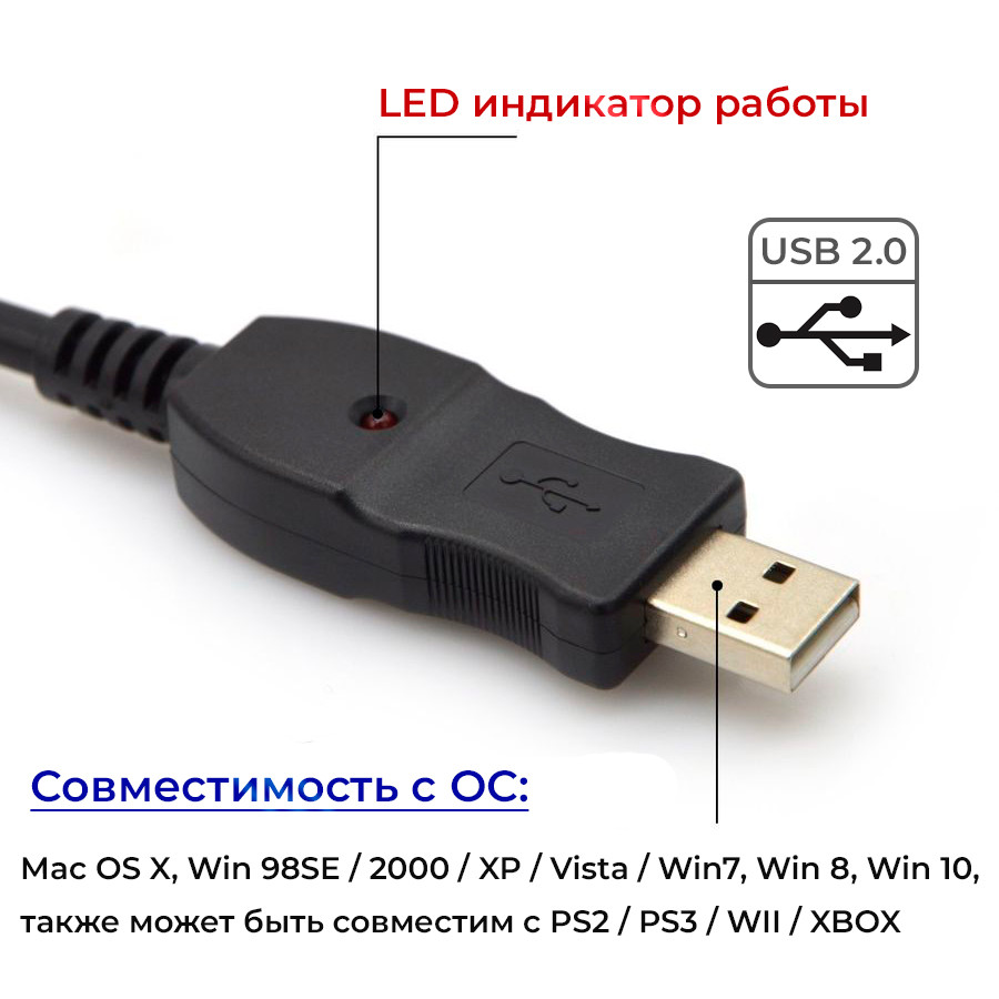 Цифровой кабель USB2.0 - XLR для микрофона с звуковой картой, 3 метра, черный 555947 - фото 4 - id-p225059241