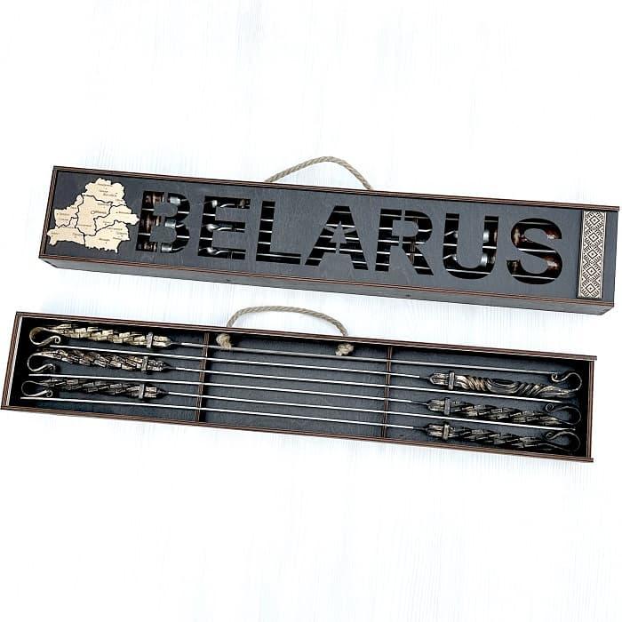 Набор кованых шампуров в чемодане «BELARUS» 6 штук