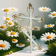 Индивидуальность и выразительность: Как металлический крест в белом цвете с позолотой подчеркивает уникальность каждой памятной могилы