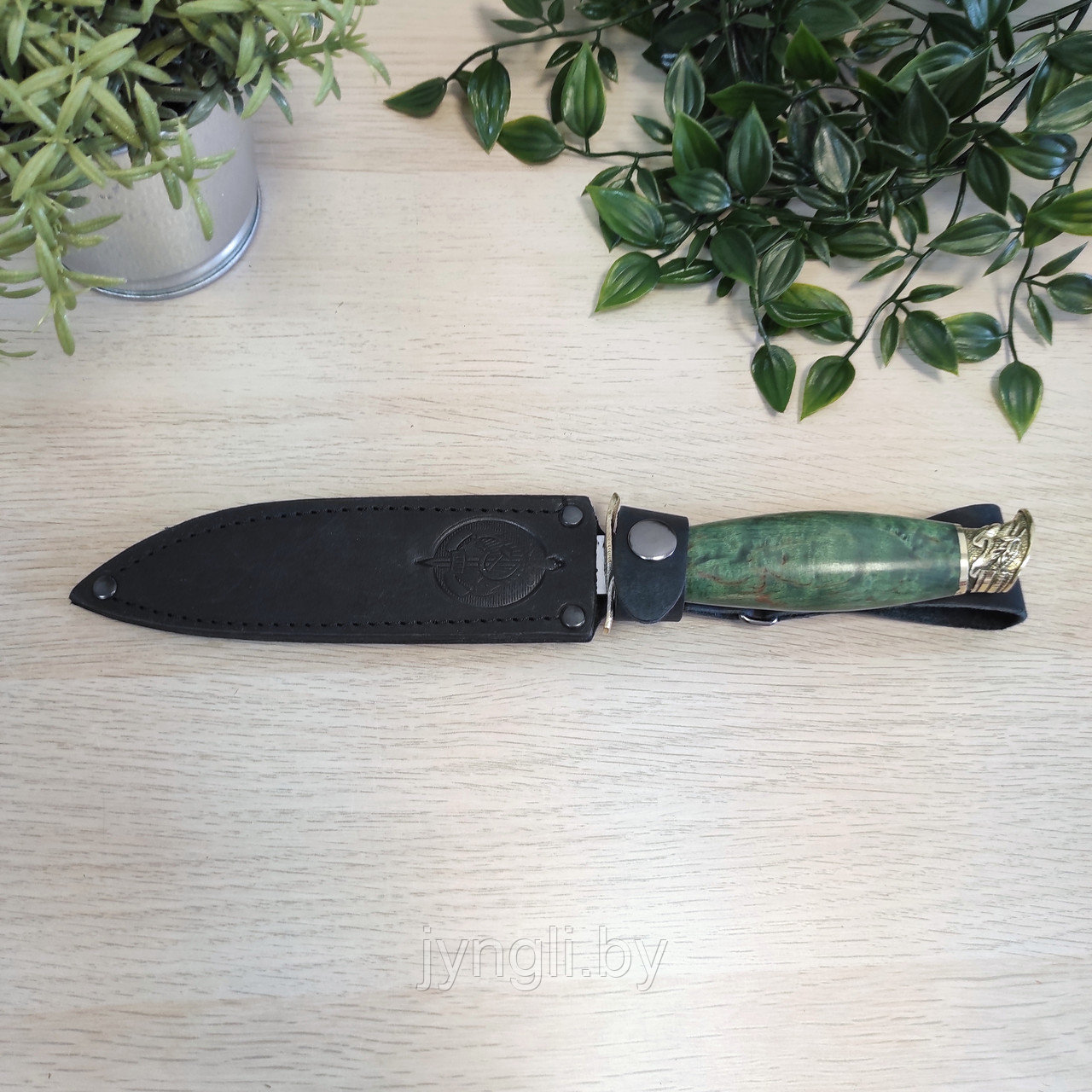 Нож Финка НКВД Х12МФ кованая (зеленая рукоять) - фото 5 - id-p226841976