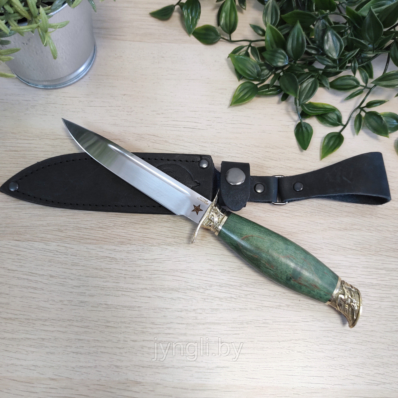 Нож Финка НКВД Х12МФ кованая (зеленая рукоять)