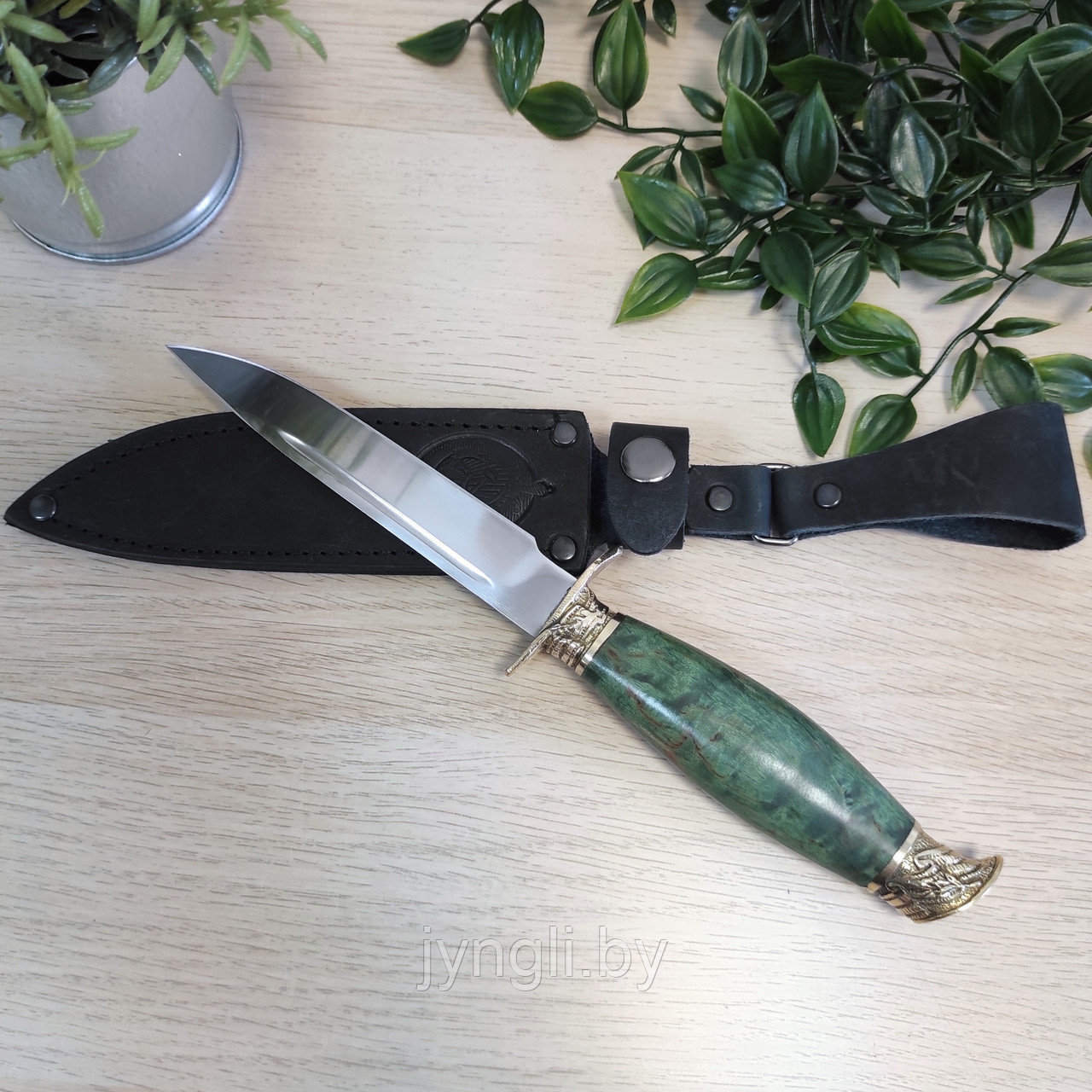 Нож Финка НКВД Х12МФ кованая (зеленая рукоять) - фото 2 - id-p226841976