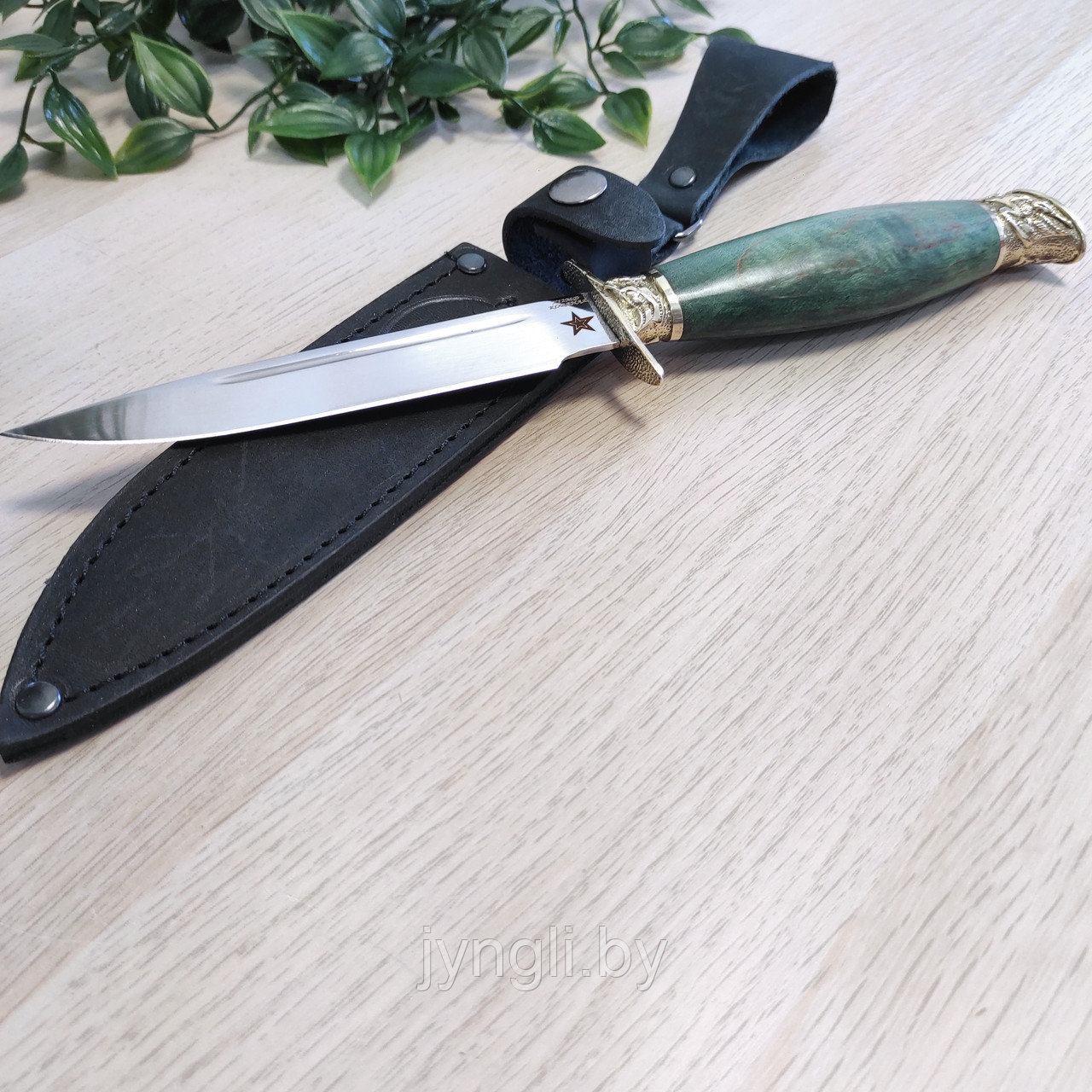 Нож Финка НКВД Х12МФ кованая (зеленая рукоять) - фото 8 - id-p226841976