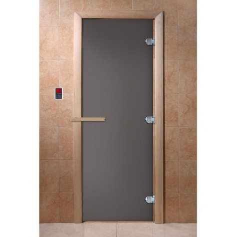 Дверь для сауны DoorWood "Затмение" 170х70 (графит матовый, коробка листва), фото 2