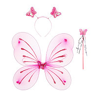 СНОУ БУМ Набор карнавальный для девочек "Бабочка", нейлон, полипропилен, металл, розовый