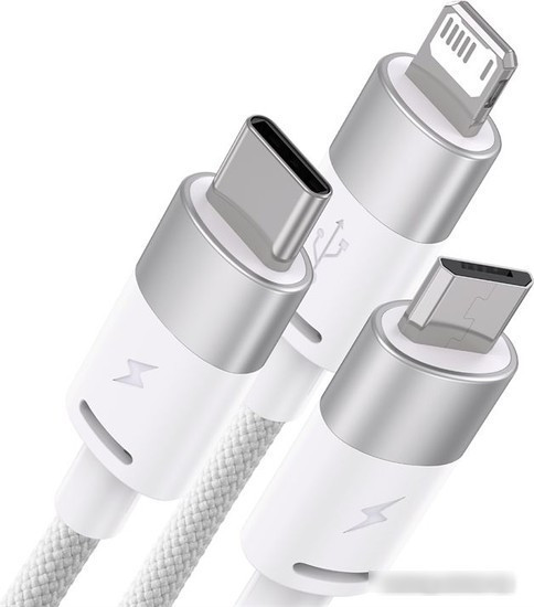 Кабель Baseus One-For-Three Fast Charging Data Cable 3.5A USB Type-A - USB Type-C/microUSB/Lightning (1.2 м, - фото 2 - id-p226861370