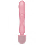 Двусторонний вибратор с клиторальным стимулятором Wand + Rabbit Satisfyer Triple Lover Pink, фото 5
