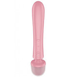 Двусторонний вибратор с клиторальным стимулятором Wand + Rabbit Satisfyer Triple Lover Pink, фото 7