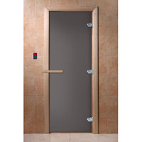 Дверь для сауны DoorWood "Затмение" 180х70 (графит матовый, коробка листва)
