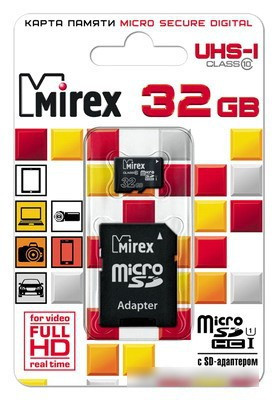 Карта памяти Mirex microSDHC UHS-I (Class 10) 32GB + адаптер [13613-ADSUHS32] - фото 2 - id-p226861457
