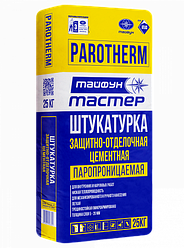 Цементная паропроницаемая штукатурка Тайфун Мастер ParoTherm, 25 кг, РБ