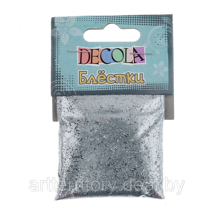 Декоративные блёстки "Decola", размер 0,2 мм, 20г (серебро) - фото 1 - id-p226861977