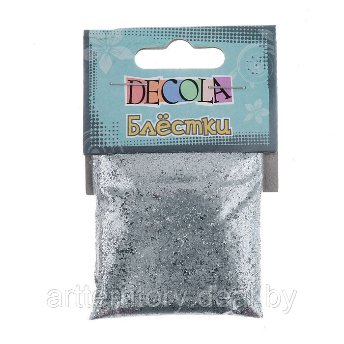 Декоративные блёстки "Decola", размер 0,2 мм, 20г (серебро) - фото 2 - id-p226861977