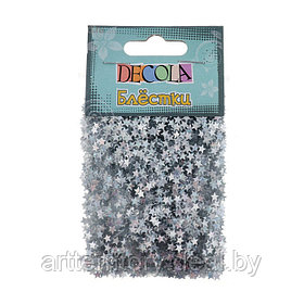 Декоративные блёстки звёзды "Decola", размер 4 мм, 20г (серебро радужное)
