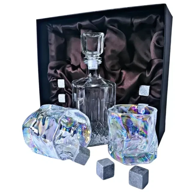 Подарочный набор для виски со штофом, 2 стакана, 6 камней AmiroTrend ABW-404 brown pearl - фото 2 - id-p133649880