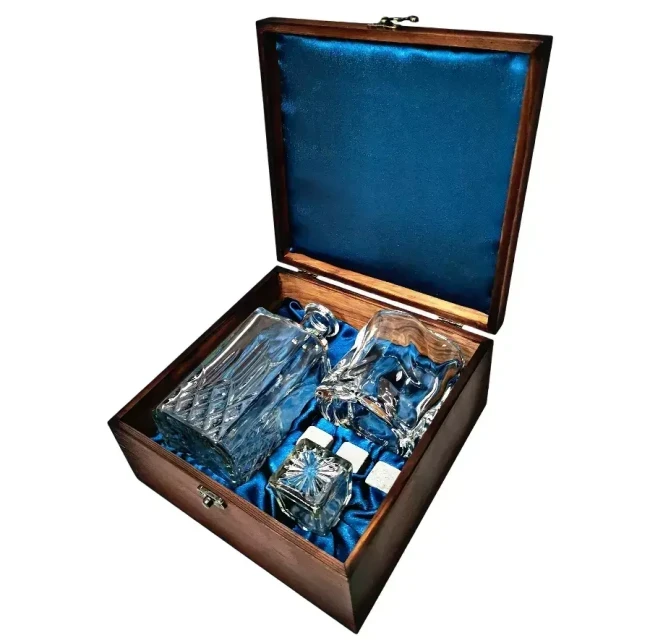 Подарочный набор 1 бокал, штоф с камнями AmiroTrend ABW-341 transparent blue - фото 1 - id-p188863862