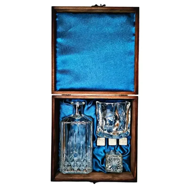 Подарочный набор 1 бокал, штоф с камнями AmiroTrend ABW-341 transparent blue - фото 2 - id-p188863862