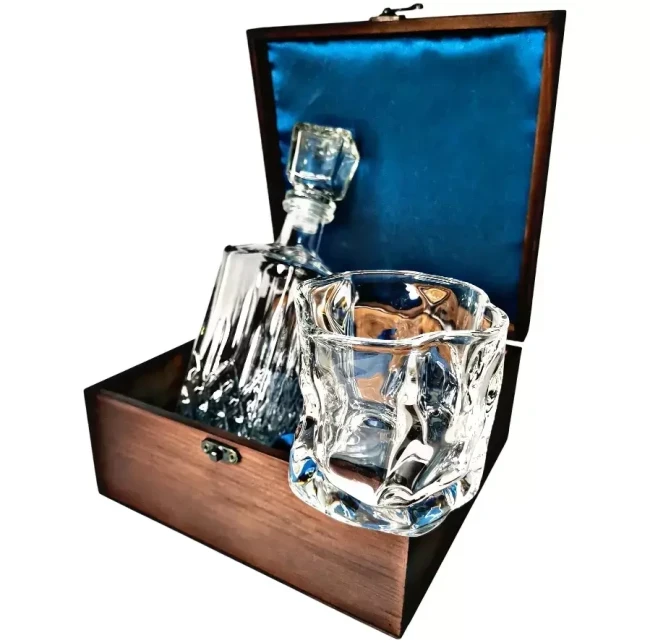 Подарочный набор 1 бокал, штоф с камнями AmiroTrend ABW-341 transparent blue - фото 5 - id-p188863862