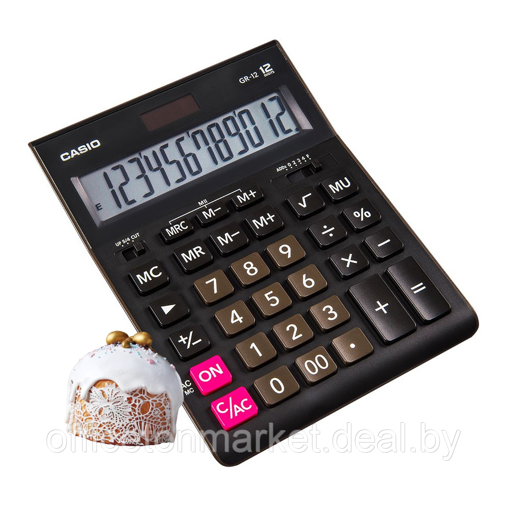 Калькулятор настольный Casio "GR-12-W-EP", 12-разрядный, черный - фото 1 - id-p138430920