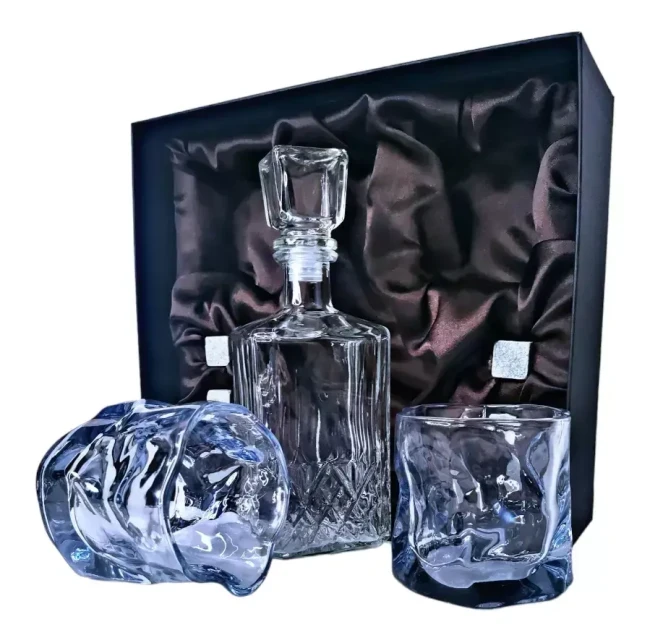 Подарочный набор для виски со штофом, 2 стакана, 6 камней AmiroTrend ABW-404 transparent blue - фото 7 - id-p226820083