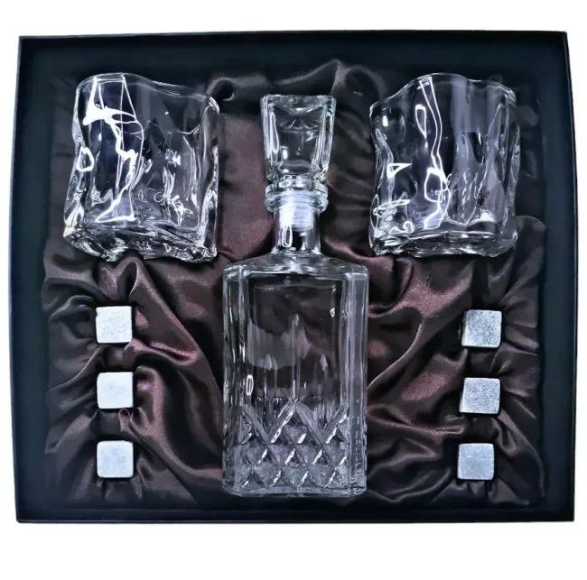 Подарочный набор для виски со штофом, 2 стакана, 6 камней AmiroTrend ABW-404 crystal - фото 1 - id-p226820084